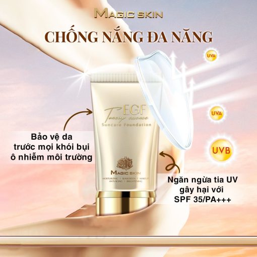 Kem nền chỉnh sắc da Magic skin (EGF Toneup Essence Suncare Foundation) - Ảnh 3