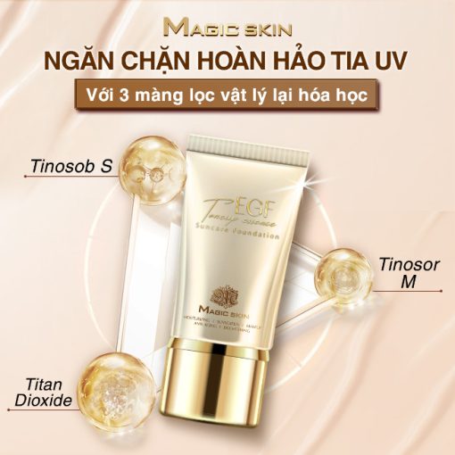 Kem nền chỉnh sắc da Magic skin (EGF Toneup Essence Suncare Foundation) - Ảnh 8